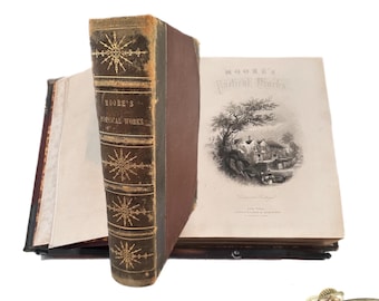 Circa 1870s The Poetical Works of Irish Poet Thomas Moore With Memoir Two Volumes in One Antique Large Poetry Book