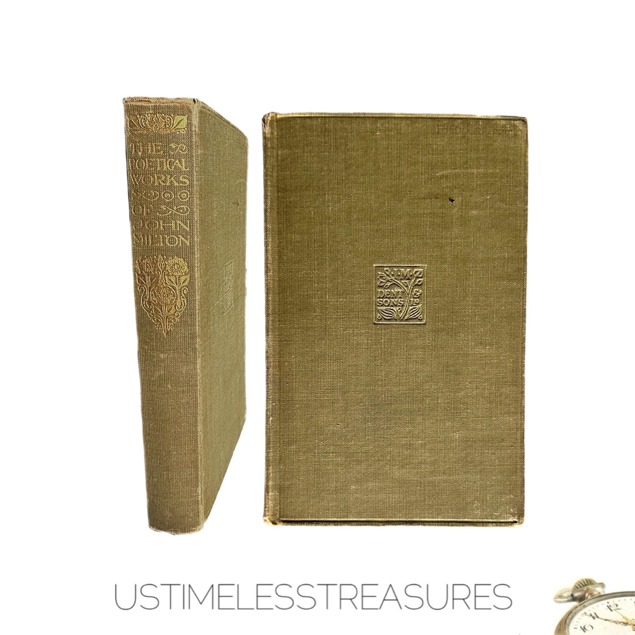 1929 the Poetical Works of John Milton Paradise Lost Antique Book