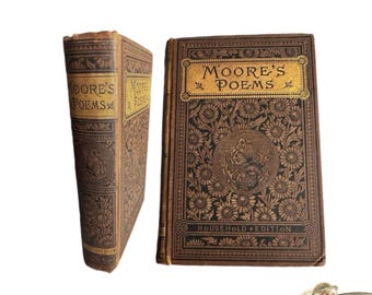 1887 The Poetical Works of Thomas Moore Antique Poetry Book