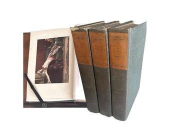 1901 Japan Illustrated With Photogravures on Vellum and Etchings Hand Painted Antique Book Set