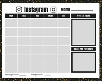 Planerare för sociala medier, utskrivbar nedladdning | Planerare för sociala medier för Instagram | Strategi för sociala medier | Instagram Manager | Instagram-innehåll