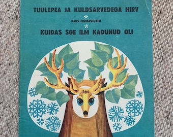 livre vintage pour enfants en estonien avec de magnifiques illustrations - Conte de fées tchèque et indien - Fabriqué en URSS - Imprimé à Eesti Raamat en 1972