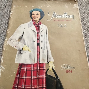 Vintage (1954) Sovjet-Ests modetijdschrift voor kunstnijverheid, collagedagboeken, mixed media, decoupage, plakboek, verzamelobject, cadeau-idee