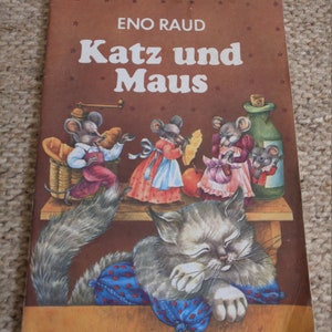 Chats et souris - livre pour enfants en allemand - livre vintage estonien « Katz und Maus » - belles illustrations de chats - livre d'initiation - livre soviétique