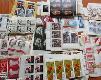 UNUSED_SOVIET_STAMPS. Random vintage clean USSR stamps from 1970s-1980s. Blocks, individuals. New MNH condition.
