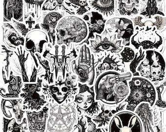 25/50 Black and White Stickers Vintage Junk Journal Planner DIY Craft Snail Mail Art Scrapbook Collage Deco Paper Ephemera Vinyl Stickers
