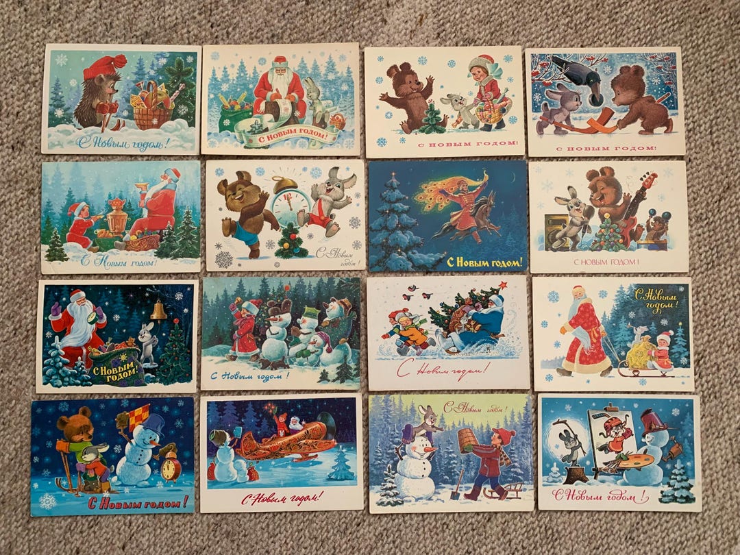 Carte Postale Vintage Zarubin 1992 – Village D'hiver, Nouvel An, Non Postée