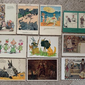 FAIRY_TALE-ansichtkaarten jaren 50 - Set van 10 vintage blanco ansichtkaarten - Diverse Russische kunstenaars - Ansichtkaarten gedrukt in de USSR