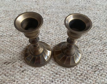Vintage copper candlesticks - Pair of retro candle holder - Gift idea - Nordic home decor - Scandinavia Rustic Farm Decor accessories