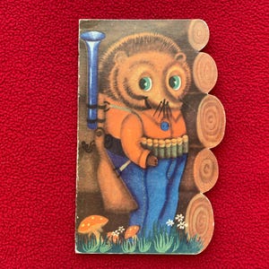 carte de voeux vintage DDR RDA - Art est-allemand des années 1980 - Carte postale pliée - Hérisson chasseur - Carte postale vierge