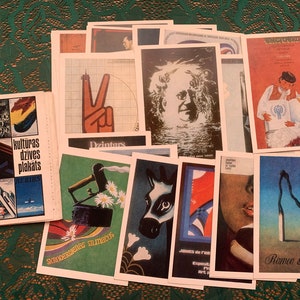 Cartazes soviéticos de artistas letões. 22 cartões postais vintage de 1980. Vida na Letônia soviética. Vida soviética. Feito na URSS. Cartões postais colecionáveis.