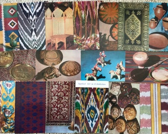 Angewandte Kunst in Uzbekistan Postkarten Set mit 16 Antiken Sammlung Ermitage Museum Sowjetunion Retro Historische 1970er Jahre Vintage UdSSR Postkarten