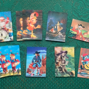 3D Stereo Taschenkalender - Weihnachtsmann - Karikaturen - Buratino - Baron Münchhausen - Russische Lenticular art - Gedruckt in UDSSR 1980er Jahre