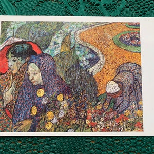 Postal de arte Vincent VAN GOGH 1988 - Damas de Arles - Original está pintado en 1888 - Postal soviética - tarjeta de arte coleccionable