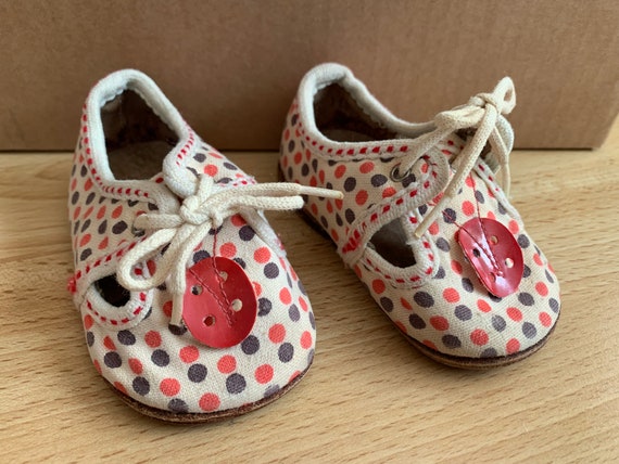 Original vintage Soviet children's textile shoes … - image 1