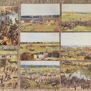 Battle of Borodino Field postcards - Set of 8 vintage art postcards - Fragments by artist F.Rubo - Collectible postcards 1966, Moscow