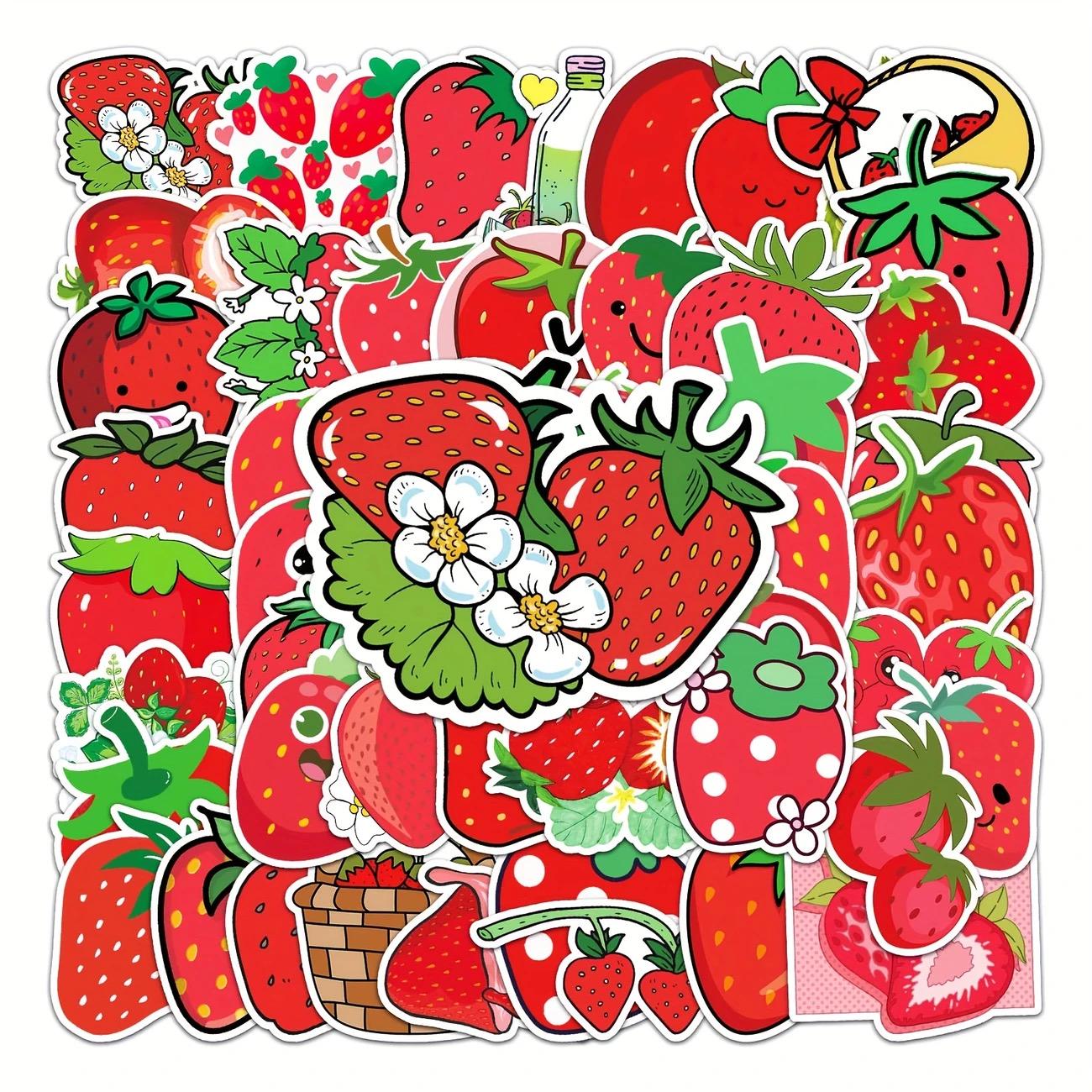 25/50 Red Stickers Vintage Junk Journal Planner DIY Craft Snail Mail Art Scrapbook Collage Deco Paper Ephemera Vinyl Strawberry Stickers