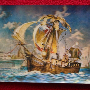 Vintage 3D Linsen Taschenkalender - Segelboot - Sowjetunion Stereo Kalender von 1985 - UdSSR Sammler Taschenkalender
