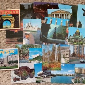 Postales de LENINGRADO y MINSK. 2 juegos de cartas sin usar con funda. Tarjetas de visión coleccionables.  Postales soviéticas de Aeroflot Intourist. URSS