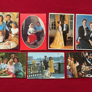 Cartes postales anciennes de la royauté - royauté suédoise - royauté danoise - 7 cartes postales anciennes à collectionner - éphémères en papier - collage de journal de scrapbooking