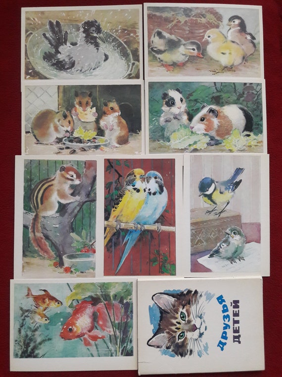 Set of 8 Vintage Art Postcards. Retro Cards From 1975 Etsy