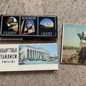 TBILISI city and GELATI town in Georgia postcards 3 sets - Georgia view cards - 38 Collectible postcards printed in 1980s, Moscow