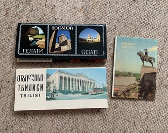 TBILISI Stadt und GELATI Stadt in Georgien Postkarten 3 Sets - Georgien Ansichtskarten - 38 Sammelpostkarten, gedruckt in den 1980er Jahren, Moskau