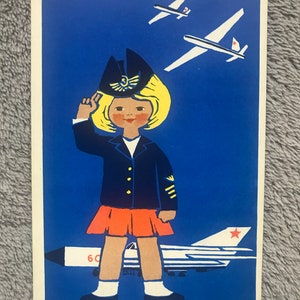Occupations en Union soviétique - Pilote - Carte postale vintage - Carte postale d'art soviétique - Artiste Elsa Rapoport - Imprimé en URSS en 1973