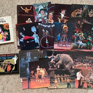 SOVJETCIRCUS-ansichtkaarten 2 sets - Dierenkaarten - Clown - Acrobaten - 42 ansichtkaarten voor verzamelaars gedrukt in 1980, Moscow Planeta