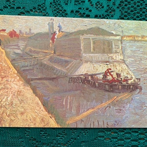 Postal artística de Vincent VAN GOGH - Baño público en el Sena en Asnières - Original pintado en 1887 - Postal impresionista - Tarjeta coleccionable