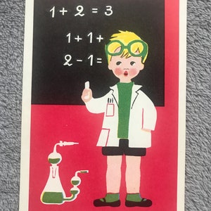 Professions en Union soviétique - Chimiste - Carte postale vintage - Carte postale d'art soviétique - Artiste Elsa Rapoport - Imprimé en URSS en 1973
