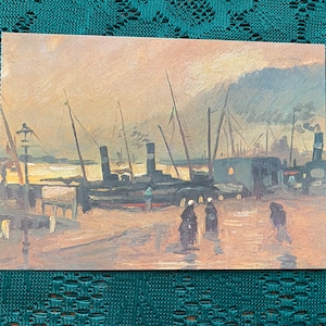 Postal artística de Vincent VAN GOGH - El muelle de Amberes - La original está pintada en 1885 - Postal impresionista - Tarjeta coleccionable