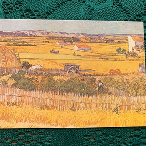 Postal artística de Vincent VAN GOGH - Paisaje de cosecha, Arles - Original pintado en 1888 - Postal impresionista - Tarjeta coleccionable