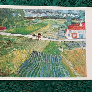 Postal artística de Vincent VAN GOGH de 1988: Paisaje de Auvers. Después de la lluvia. La original es de 1890. Postal soviética. Tarjeta de arte coleccionable.