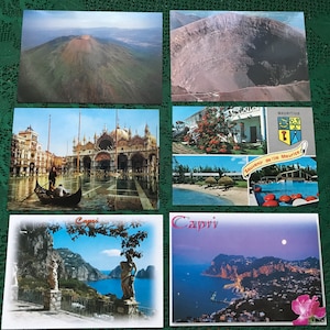 Lot de 6 cartes postales TRAVEL_EXOTIC - Vues imprenables sur les lieux de Capri, Venise, volcan Vesuvo, Maurice - À collectionner ou après avoir traversé la route
