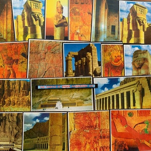 TRAVEL_EGYPT Postkarten - Ansichten von THE_TEMPEL von QUEEN_HATCHEPSUT - Set von 18 Sammelkarten oder Post-Crossing. Bunte Drucke.