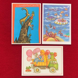 Cartões postais de saudação da RDA/RDA - Arte da Alemanha Oriental da década de 1980 - Cartões postais em branco colecionáveis - Postcrossing - Arte infantil