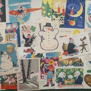 Cartões postais de Natal vintage dos anos 1960-1970. Cartões postais de Natal retrô soviéticos. Cartões postais colecionáveis de Ano Novo da Estônia (URSS) Efêmeras de diário