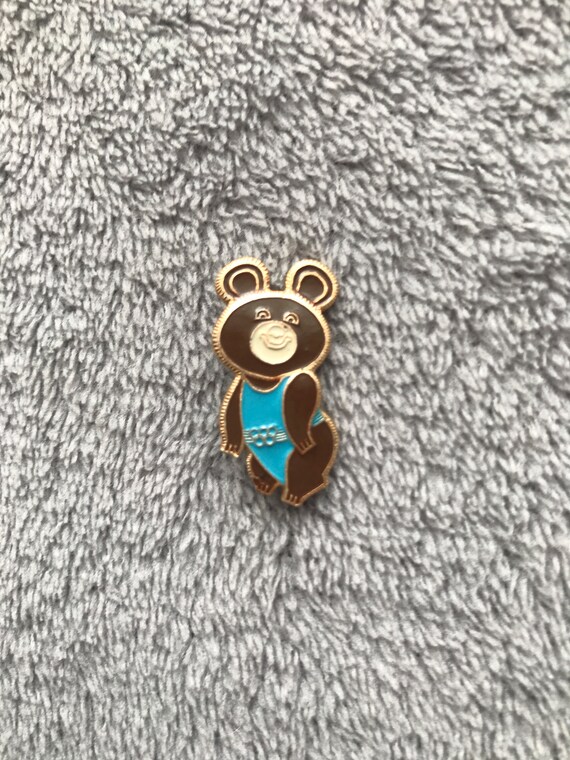 Pin's Mascotte JO Moscou 1980 - Micha L'Ourson - Vintage - Badge Olympique