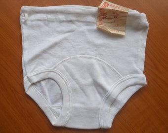 "Vintage hohe Taille Mädchen / Jungen Unterhose, Baumwolle Kinder Unterwäsche, ""Marat"" Fabrik Anhänger aus der Sowjetunion." Retro Unterhose