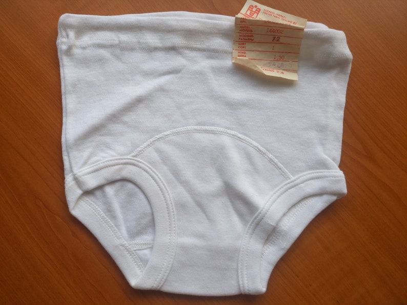 Vintage High Waist Girls/Boys Underpants, Cotton Kids Underwear, Soviet-time Estonian Marat Factory Tag. Retro underpants image 1