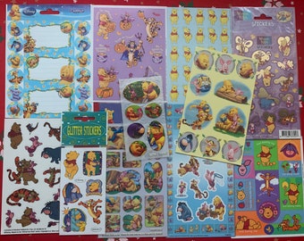 Retro DISNEY Winnie Pooh Sticker Sheets, Vintage Stickers, Planner, Junk Journal, DIY art Snail Mail art, Scrapbooking, Disney Ephemera