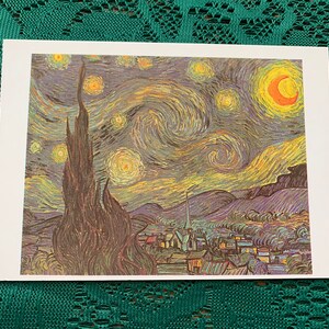 Postal de arte Vincent VAN GOGH - Noche estrellada, Saint-Rémy - Original está pintado en 1889 - Postal impresionista - tarjeta coleccionable