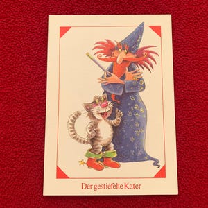 DDR Märchen Postkarte - Der gestiefelte Kater - DDR Kunst ab 1980 - Sammelbare Blanko Postkarten - Postcrossing