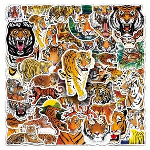 25/50 autocollants tigre vintage Junk Journal planner artisanat bricolage courrier postal art scrapbooking collage déco papier éphémère vinyle autocollants animal marron