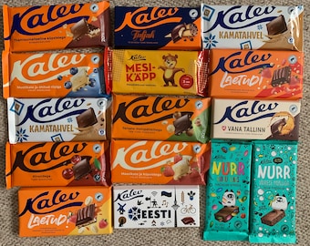 ESTONIAN CHOCOLATE 15 bars / Gift Idea / Kalev / Made in Estonia / Estonian Sweets Box / White chocolate / Milk Chocolate / Dark chocolate
