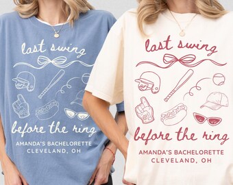 Last Swing Before The Ring Shirt Custom Baseball Bachelorette Shirts Bride Squad Matching Game Day Bach Party Tees