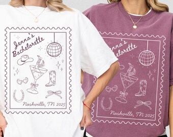 Custom Location Bachelorette Shirt Nashville Bachelorette Party Shirts Western Bride Squad Matching Bach Trip Tees