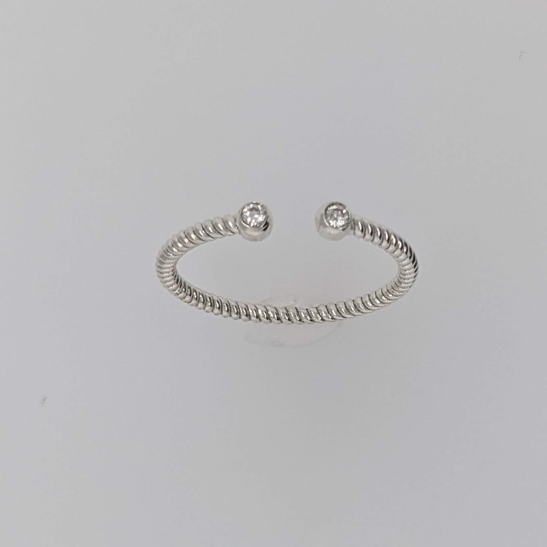 Open Rope Ring Solid Sterling Silver Open Rope Stackable Nautical Ring With Natural ...