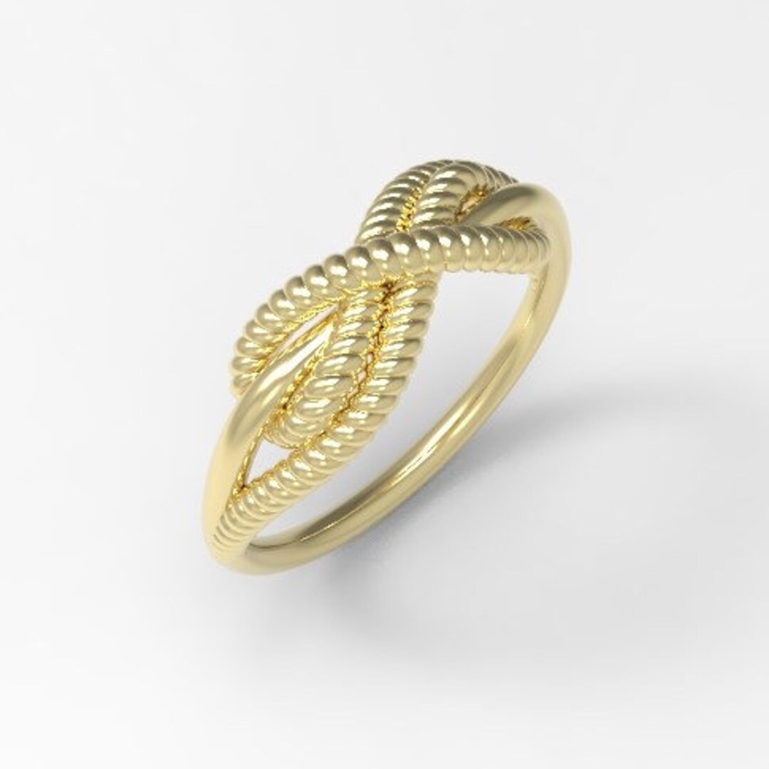Solid 18k Yellow Gold Cleat Hitch Knot Nautical Sailor's Boat Rope Ring ...